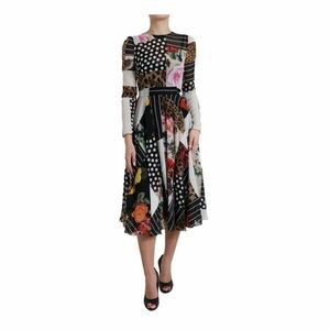 AUTHENTIC DOLCE & GABBANA MULTICOLOR PATCHWORK FLORAL LEOPARD WOMENS DRESS